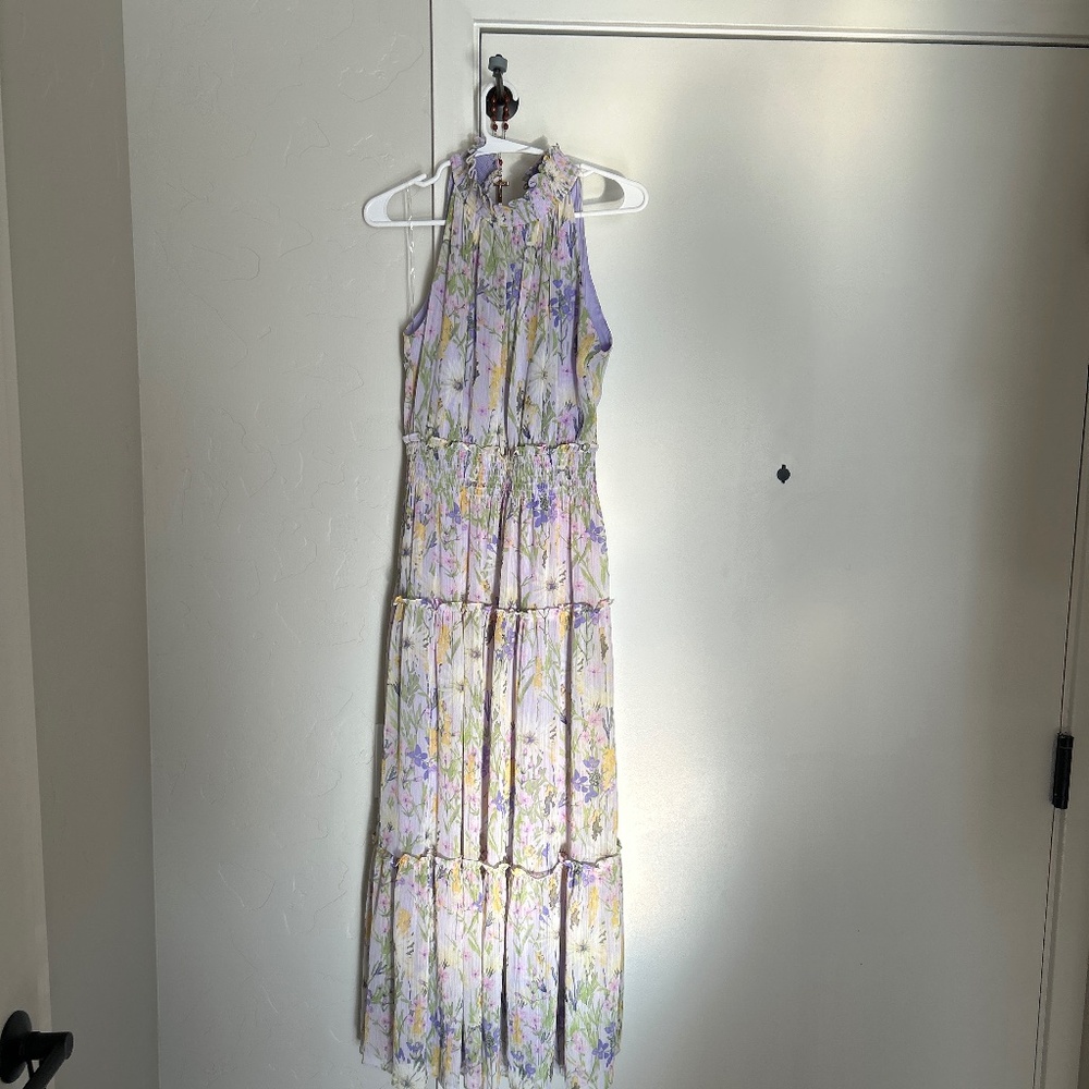 Taylor Lavender and Yellow Floral Maxi Dress